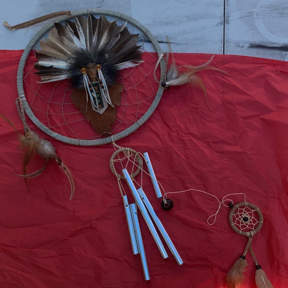 Dreamcatcher with Feathers and Wind Chimes